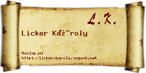 Licker Károly névjegykártya